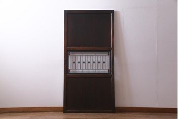アンティーク建具　明治期　結霜ガラス・色ガラス　ステンドグラス入り　大正浪漫な雰囲気漂う板戸1枚(建具、引き戸)(R-037575)