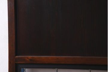 アンティーク建具　明治期　結霜ガラス・色ガラス　ステンドグラス入り　大正浪漫な雰囲気漂う板戸1枚(建具、引き戸)(R-037575)