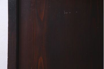 アンティーク建具　明治大正期　チェッカーガラス・モールガラス・色ガラス　ステンドグラスがお洒落な板戸1枚(建具、ガラス帯戸、引き戸)(R-037576)