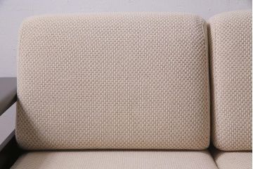 中古　北海道民芸家具　シックで上品な佇まいのトリプルソファ(3人掛けソファ、アームソファ)(R-037578)