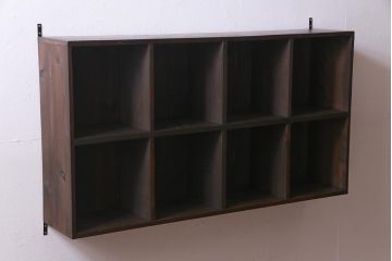 ラフジュ工房オリジナル　古材リメイク家具　2×4マス　収納とディスプレイが楽しめる壁掛けマス目棚(壁掛け収納棚、ウォールラック)(R-037579)