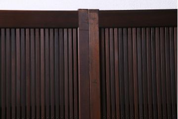 アンティーク建具　当店オリジナルガラス　裏ガラス入り　幅狭　上手物　万本格子戸4枚セット(建具、引き戸)(R-037592)