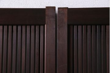 アンティーク建具　当店オリジナルガラス　裏ガラス入り　幅狭　上手物　万本格子戸4枚セット(建具、引き戸)(R-037592)