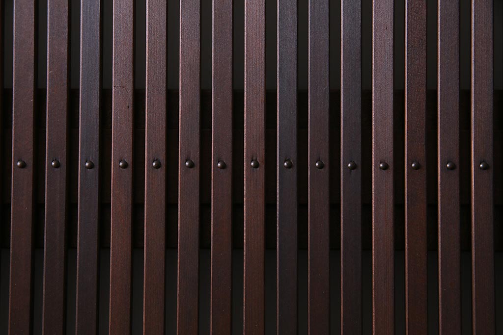 アンティーク建具　当店オリジナルガラス　裏ガラス入り　幅狭　上手物　万本格子戸4枚セット(建具、引き戸)(R-037592)