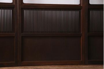 アンティーク建具　当店オリジナルガラス　裏ガラス入り　幅狭　上手物　万本格子戸4枚セット(建具、引き戸)(R-037592)
