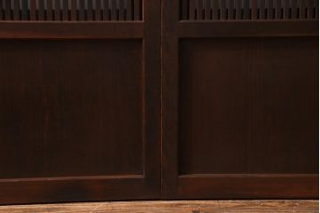 アンティーク建具　当店オリジナルガラス　裏ガラス入り　幅狭　上手物　万本格子戸4枚セット(建具、引き戸)(R-037592)