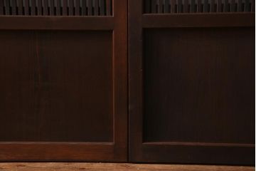 アンティーク建具　当店オリジナルガラス　裏ガラス入り　幅狭　上手物　万本格子戸4枚セット(建具、引き戸)(R-037592)