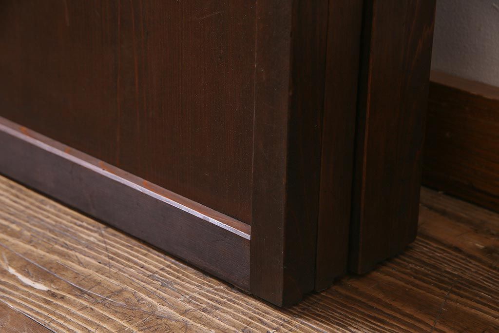 アンティーク建具　当店オリジナルガラス　裏ガラス入り　幅狭　上手物　万本格子戸4枚セット(建具、引き戸)(R-037592)