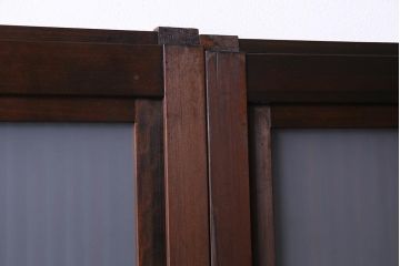 アンティーク建具　当店オリジナルガラス　裏ガラス入り　幅狭　上手物　万本格子戸4枚セット(建具、引き戸)(R-037592)