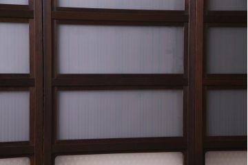 アンティーク建具　当店オリジナルガラス　裏ガラス入り　幅狭　上手物　万本格子戸4枚セット(建具、引き戸)(R-037592)