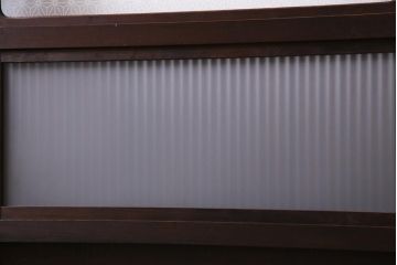 アンティーク建具　当店オリジナルガラス　裏ガラス入り　幅狭　上手物　万本格子戸4枚セット(建具、引き戸)(R-037592)