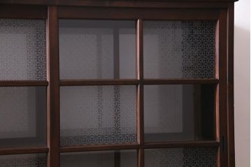 ラフジュ工房オリジナル　引き出し付き　両面引き戸　レトロモダンな戸棚(キャビネット、収納棚)(R-037598)
