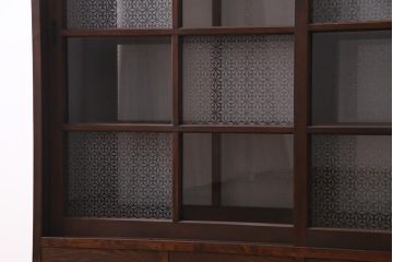 ラフジュ工房オリジナル　引き出し付き　両面引き戸　レトロモダンな戸棚(キャビネット、収納棚)(R-037598)