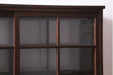 ラフジュ工房オリジナル　引き出し付き　両面引き戸　レトロモダンな戸棚(キャビネット、収納棚)(R-037598)