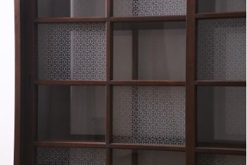 ラフジュ工房オリジナル　引き出し付き　両面引き戸　レトロモダンな戸棚(キャビネット、収納棚)(R-037598)