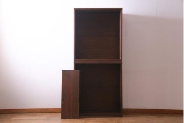 ラフジュ工房オリジナル　アンティーク古建具リメイク　和レトロな組子引き戸の重ねキャビネット(収納棚、戸棚、書院戸)(R-037601)