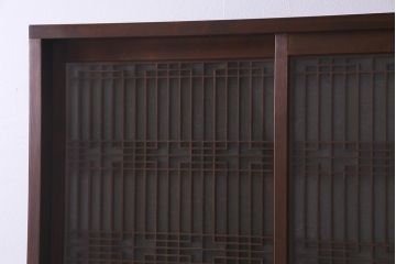 ラフジュ工房オリジナル　アンティーク古建具リメイク　和レトロな組子引き戸の重ねキャビネット(収納棚、戸棚、書院戸)(R-037601)
