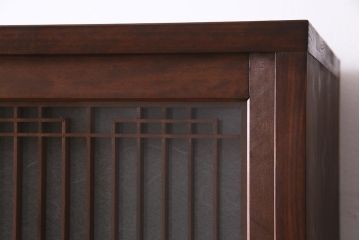 ラフジュ工房オリジナル　アンティーク古建具リメイク　和レトロな組子引き戸の重ねキャビネット(収納棚、戸棚、書院戸)(R-037601)