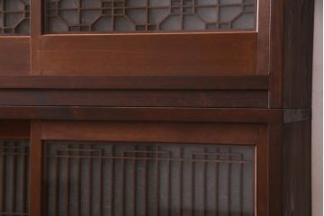 ラフジュ工房オリジナル　アンティーク古建具リメイク　和レトロな組子引き戸の重ねキャビネット(収納棚、戸棚、書院戸)(R-037601)