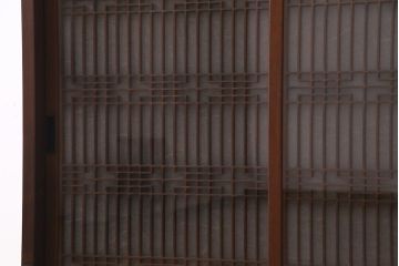 ラフジュ工房オリジナル　アンティーク古建具リメイク　和レトロな組子引き戸の重ねキャビネット(収納棚、戸棚、書院戸)(R-037601)