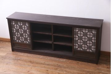 ラフジュ工房オリジナル　アンティーク建具リメイク　蜀江　和モダンなサイドボード(書院戸、組子、キャビネット、テレビ台、テレビボード)(R-037603)