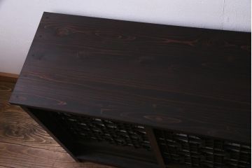 ラフジュ工房オリジナル　アンティーク建具リメイク　蜀江　和モダンなサイドボード(書院戸、組子、キャビネット、テレビ台、テレビボード)(R-037603)