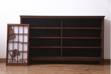 ラフジュ工房オリジナル　アンティーク建具リメイク　扇菊　こだわりの和空間づくりが叶う脚付きサイドボード(書院戸、組子、キャビネット)(R-037605)