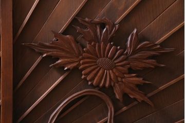 ラフジュ工房オリジナル　アンティーク建具リメイク　扇菊　こだわりの和空間づくりが叶う脚付きサイドボード(書院戸、組子、キャビネット)(R-037605)