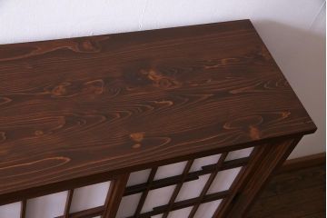 ラフジュ工房オリジナル　アンティーク建具リメイク　扇菊　こだわりの和空間づくりが叶う脚付きサイドボード(書院戸、組子、キャビネット)(R-037605)
