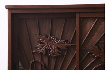 ラフジュ工房オリジナル　アンティーク建具リメイク　扇菊　こだわりの和空間づくりが叶う脚付きサイドボード(書院戸、組子、キャビネット)(R-037605)