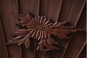 ラフジュ工房オリジナル　アンティーク建具リメイク　扇菊　こだわりの和空間づくりが叶う脚付きサイドボード(書院戸、組子、キャビネット)(R-037605)