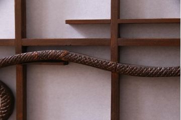 ラフジュ工房オリジナル　アンティーク建具リメイク　扇菊　こだわりの和空間づくりが叶う脚付きサイドボード(書院戸、組子、キャビネット)(R-037605)