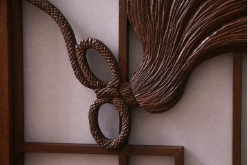 ラフジュ工房オリジナル　アンティーク建具リメイク　扇菊　こだわりの和空間づくりが叶う脚付きサイドボード(書院戸、組子、キャビネット)(R-037605)