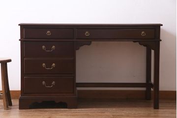 中古　DREXEL HERITAGE (ドレクセルヘリテイジ)　マホガニー材　洗練された大人の雰囲気醸し出す片袖デスク(机、在宅ワーク、在宅用ワークデスク)(R-037610)
