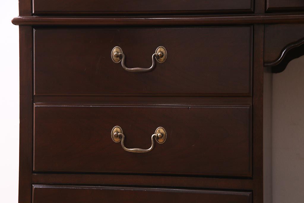 中古　DREXEL HERITAGE (ドレクセルヘリテイジ)　マホガニー材　洗練された大人の雰囲気醸し出す片袖デスク(机、在宅ワーク、在宅用ワークデスク)(R-037610)