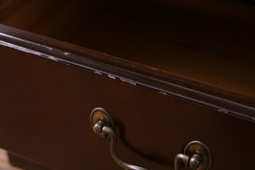 中古　DREXEL HERITAGE (ドレクセルヘリテイジ)　マホガニー材　洗練された大人の雰囲気醸し出す片袖デスク(机、在宅ワーク、在宅用ワークデスク)(R-037610)