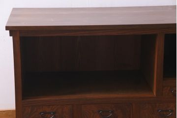 アンティーク家具　大正昭和初期　天板リメイク　カウンターとして使える便利な和風収納棚(リビングボード、戸棚)(R-037611)