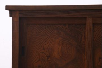 アンティーク家具　大正昭和初期　天板リメイク　カウンターとして使える便利な和風収納棚(リビングボード、戸棚)(R-037611)