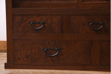 アンティーク家具　大正昭和初期　天板リメイク　カウンターとして使える便利な和風収納棚(リビングボード、戸棚)(R-037611)