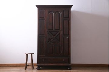 中古　松本民芸家具　#45型　洗練された雰囲気のワードローブ(洋服タンス、衣装箪笥、収納棚)(定価約49万円)(R-037613)