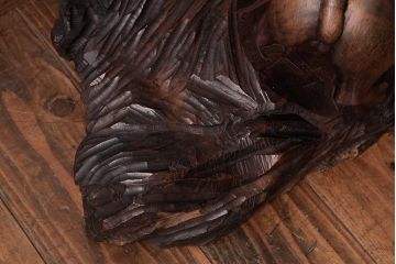 アンティーク雑貨　明治大正期　在銘　虎　木彫(作家物、置き物、ディスプレイ雑貨)(R-037615)