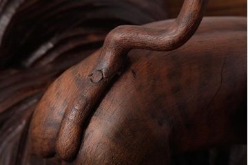 アンティーク雑貨　明治大正期　在銘　虎　木彫(作家物、置き物、ディスプレイ雑貨)(R-037615)