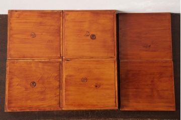 アンティーク雑貨　古民具　大正昭和初期　外箱付き　春慶塗が美しい重箱(お重)(R-037618)