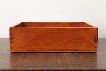 アンティーク雑貨　古民具　大正昭和初期　外箱付き　春慶塗が美しい重箱(お重)(R-037618)