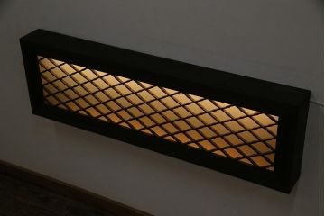 アンティーク照明　ラフジュ工房オリジナル　古建具リメイク　片面ガラス　組子の欄間を使った壁付け照明(ウォールランプ)(R-037622)