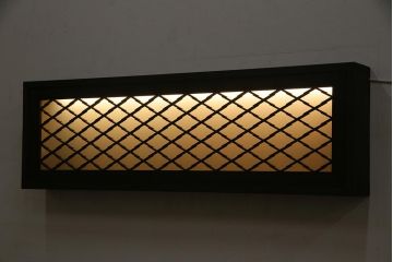 アンティーク照明　ラフジュ工房オリジナル　古建具リメイク　片面ガラス　組子の欄間を使った壁付け照明(ウォールランプ)(R-037622)