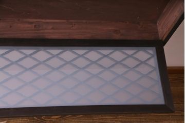 アンティーク照明　ラフジュ工房オリジナル　古建具リメイク　片面ガラス　組子の欄間を使った壁付け照明(ウォールランプ)(R-037622)