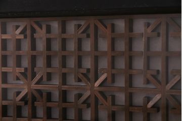 アンティーク照明　ラフジュ工房オリジナル　古建具リメイク　片面ガラス　組子の欄間を使った壁付け照明(ウォールランプ)(R-037623)