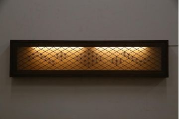 ラフジュ工房オリジナル　両面ガラス 欄間リメイク　凝ったデザイン組子がお洒落な壁付け照明(ウォールランプ)(R-037624)
