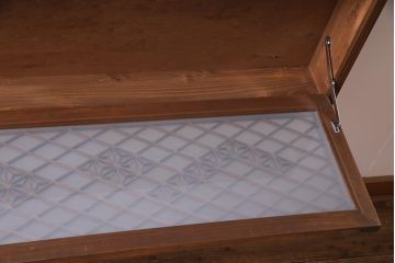 ラフジュ工房オリジナル　両面ガラス 欄間リメイク　凝ったデザイン組子がお洒落な壁付け照明(ウォールランプ)(R-037624)